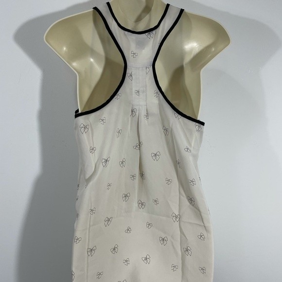 American Rag Sheer Off White & Black Bow Outline Racerback Tank Top - Picture 5 of 10